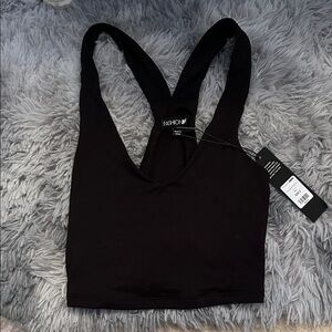 Fashion Nova Sleek Black V-Neck Crop Top